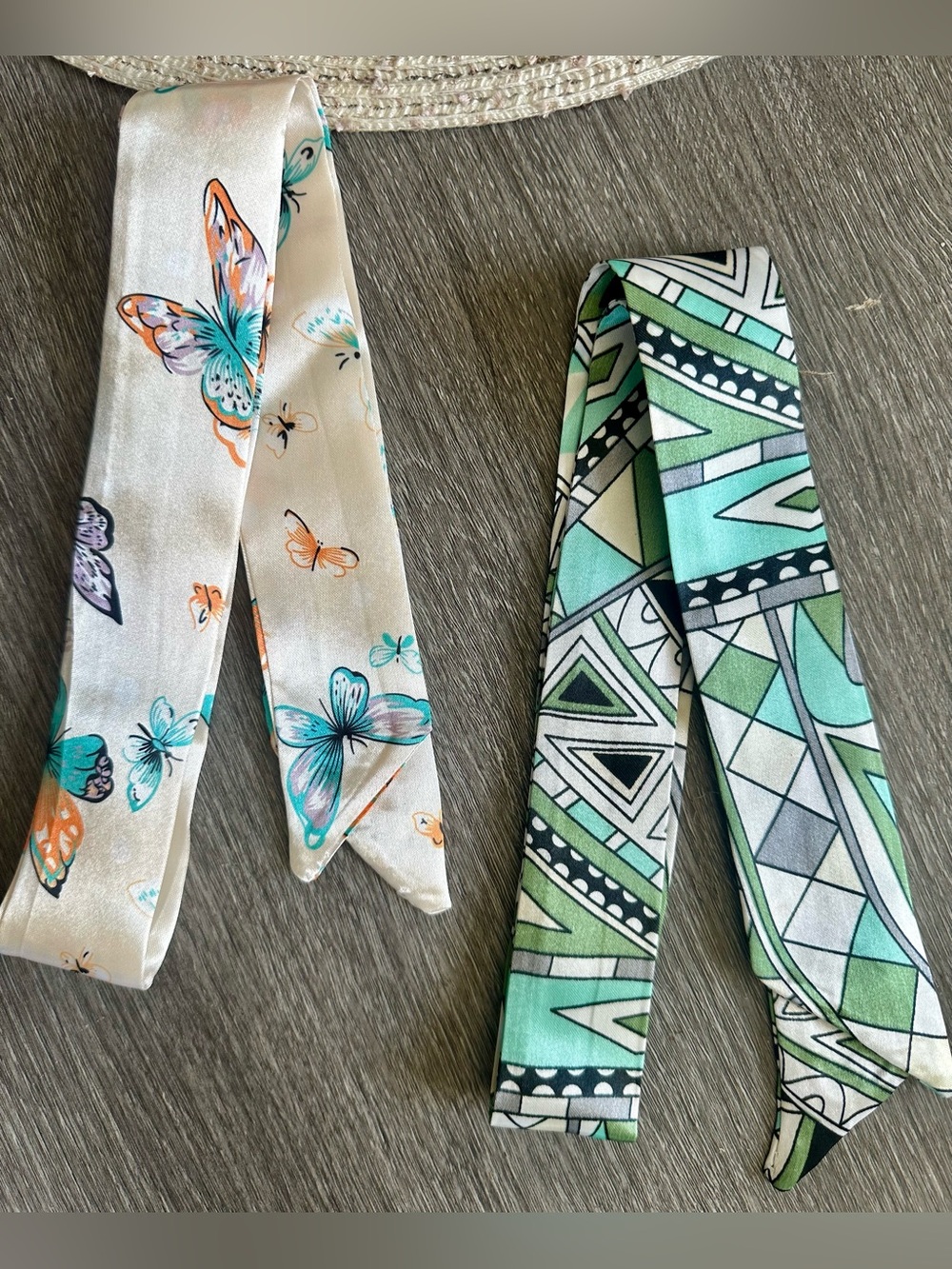 Twilly Scarf Set  Butterfly & Geometric (2) NWT